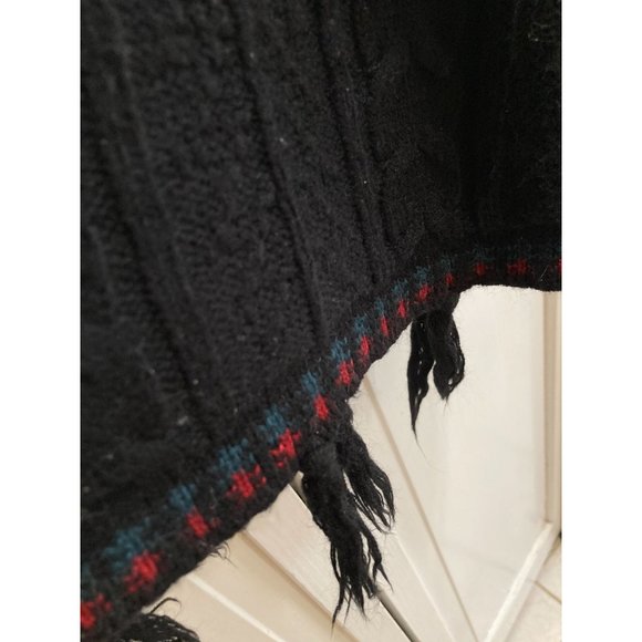 David and Young Oversized Open Front Cardigan Sweater Vest Black Floral Vine Bac - Picture 5 of 7